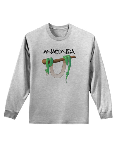 Anaconda Design Green Text Adult Long Sleeve Shirt-Long Sleeve Shirt-TooLoud-AshGray-Small-Davson Sales