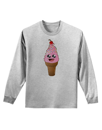 Cute Ice Cream Cone Adult Long Sleeve Shirt-Long Sleeve Shirt-TooLoud-AshGray-Small-Davson Sales