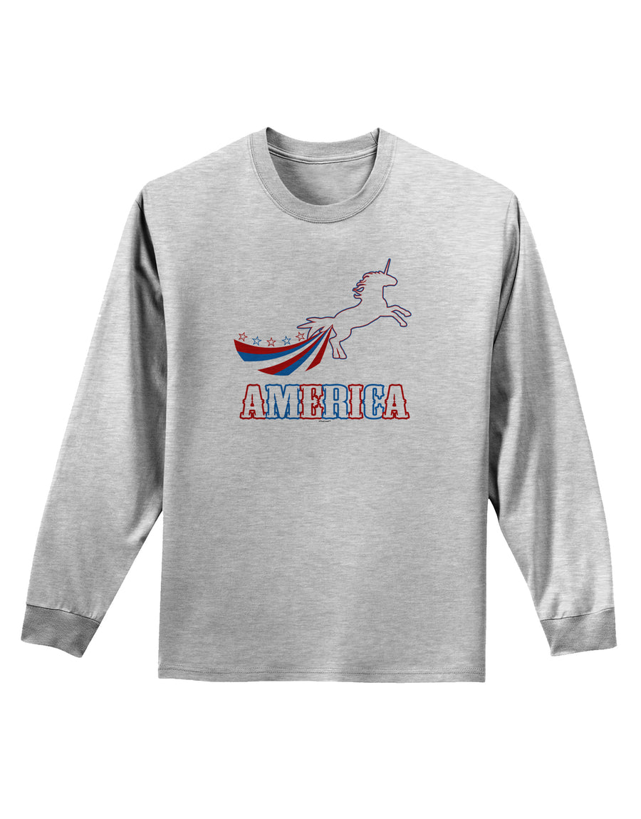 America Unicorn Adult Long Sleeve Shirt-Long Sleeve Shirt-TooLoud-White-Small-Davson Sales