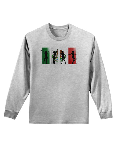 Mexican Flag - Dancing Silhouettes Adult Long Sleeve Shirt by TooLoud-Long Sleeve Shirt-TooLoud-AshGray-Small-Davson Sales