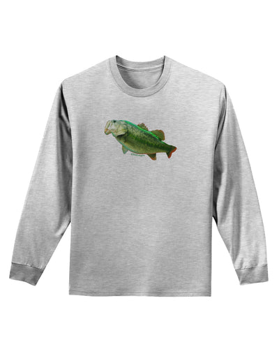 Big Bass Fish Adult Long Sleeve Shirt-Long Sleeve Shirt-TooLoud-AshGray-Small-Davson Sales