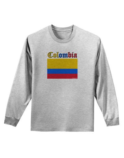 Colombia Flag Adult Long Sleeve Shirt-Long Sleeve Shirt-TooLoud-AshGray-Small-Davson Sales