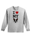 I Heart My Boston Terrier Adult Long Sleeve Shirt-Long Sleeve Shirt-TooLoud-AshGray-Small-Davson Sales