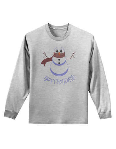 Snowman - Happy Holidays Adult Long Sleeve Shirt-Long Sleeve Shirt-TooLoud-AshGray-Small-Davson Sales