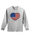 American Flag Heart Design Adult Long Sleeve Shirt by TooLoud-Long Sleeve Shirt-TooLoud-AshGray-Small-Davson Sales