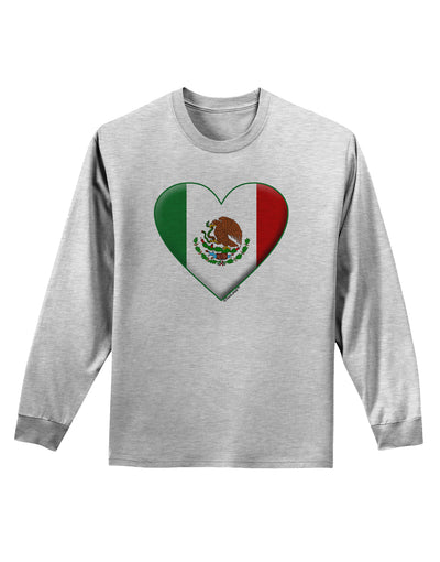 Mexican Flag Heart - Beveled Adult Long Sleeve Shirt by TooLoud-Long Sleeve Shirt-TooLoud-AshGray-Small-Davson Sales