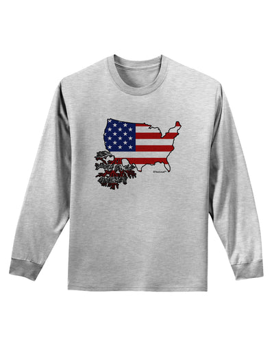 American Roots Design - American Flag Adult Long Sleeve Shirt by TooLoud-Long Sleeve Shirt-TooLoud-AshGray-Small-Davson Sales