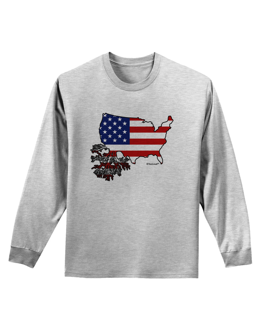 American Roots Design - American Flag Adult Long Sleeve Shirt by TooLoud-Long Sleeve Shirt-TooLoud-White-Small-Davson Sales