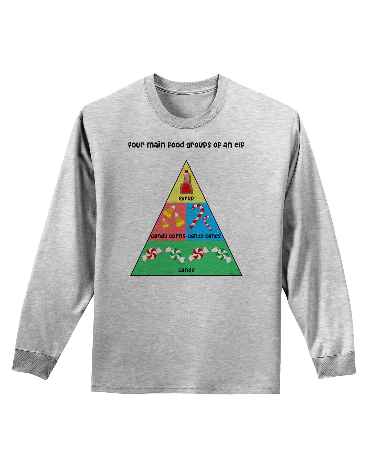 Four Main Food Groups of an Elf - Christmas Adult Long Sleeve Shirt-Long Sleeve Shirt-TooLoud-AshGray-Small-Davson Sales
