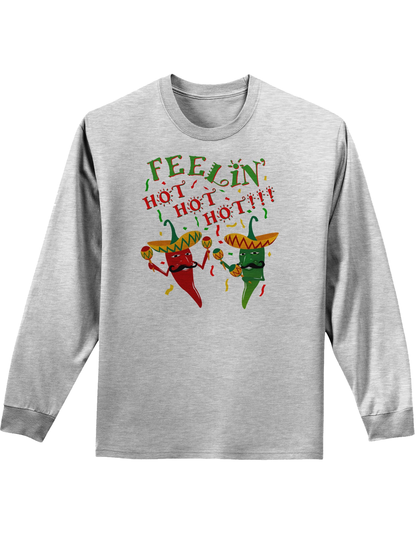Feelin Hot Hot Hot Chili Peppers Adult Long Sleeve Shirt-Long Sleeve Shirt-TooLoud-AshGray-Small-Davson Sales
