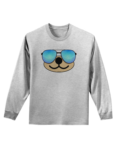 Kyu-T Face - Beartholomew Cool Sunglasses Adult Long Sleeve Shirt-Long Sleeve Shirt-TooLoud-AshGray-Small-Davson Sales