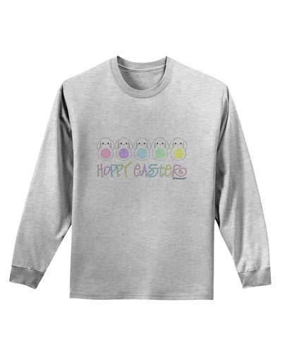 Cute Pastel Bunnies - Hoppy Easter Adult Long Sleeve Shirt by TooLoud-Long Sleeve Shirt-TooLoud-AshGray-Small-Davson Sales