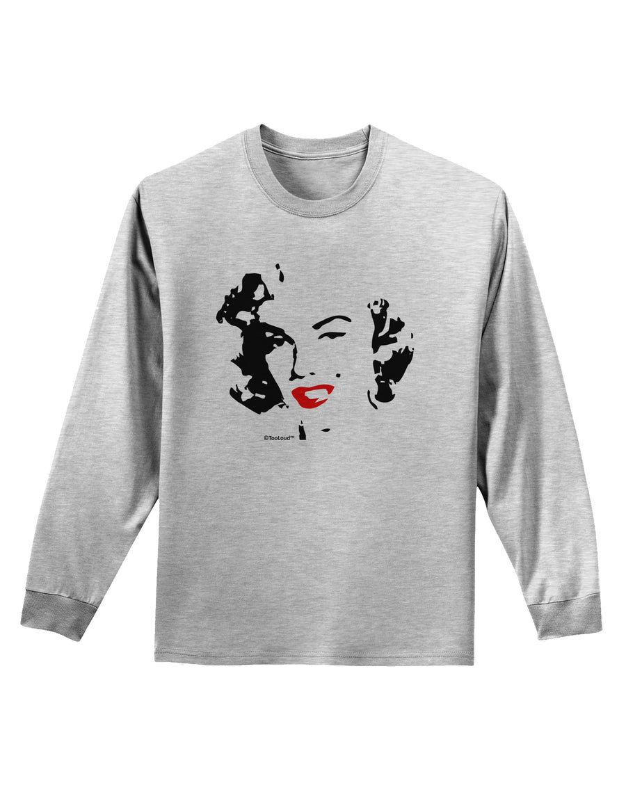 Marilyn Monroe Cutout Design Red Lips Adult Long Sleeve Shirt by TooLoud-Long Sleeve Shirt-TooLoud-White-Small-Davson Sales