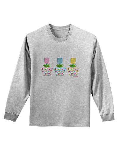 Three Easter Tulips Adult Long Sleeve Shirt by TooLoud-Long Sleeve Shirt-TooLoud-AshGray-Small-Davson Sales