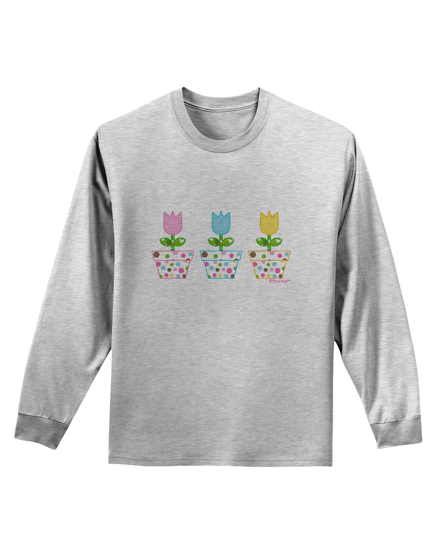 Three Easter Tulips Adult Long Sleeve Shirt by TooLoud-Long Sleeve Shirt-TooLoud-White-Small-Davson Sales