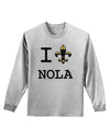 I Love NOLA Fleur de Lis Adult Long Sleeve Shirt-Long Sleeve Shirt-TooLoud-AshGray-Small-Davson Sales