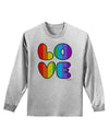 Rainbow LOVE Text Adult Long Sleeve Shirt by TooLoud-Long Sleeve Shirt-TooLoud-AshGray-Small-Davson Sales