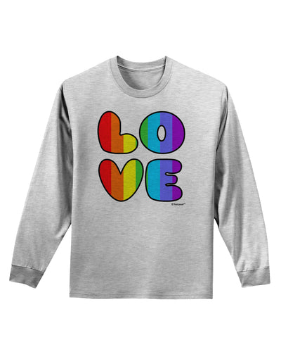 Rainbow LOVE Text Adult Long Sleeve Shirt by TooLoud-Long Sleeve Shirt-TooLoud-AshGray-Small-Davson Sales