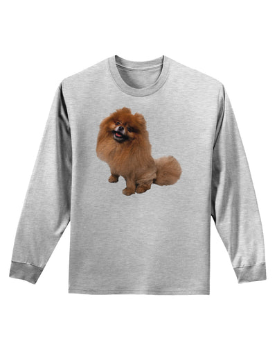 Pomeranian Sitting All Cute-Like Adult Long Sleeve Shirt-Long Sleeve Shirt-TooLoud-AshGray-Small-Davson Sales