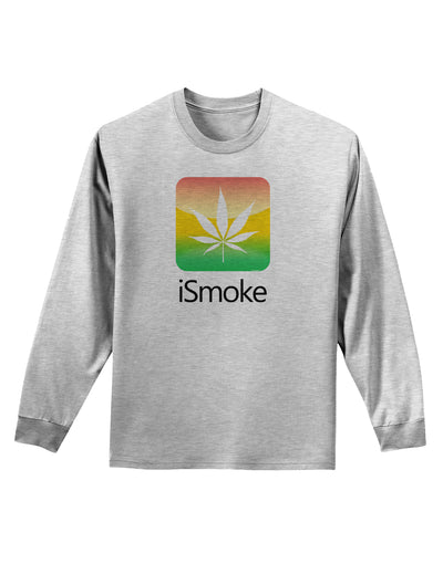 iSmoke Logo - Marijuana Leaf Adult Long Sleeve Shirt-Long Sleeve Shirt-TooLoud-AshGray-Small-Davson Sales