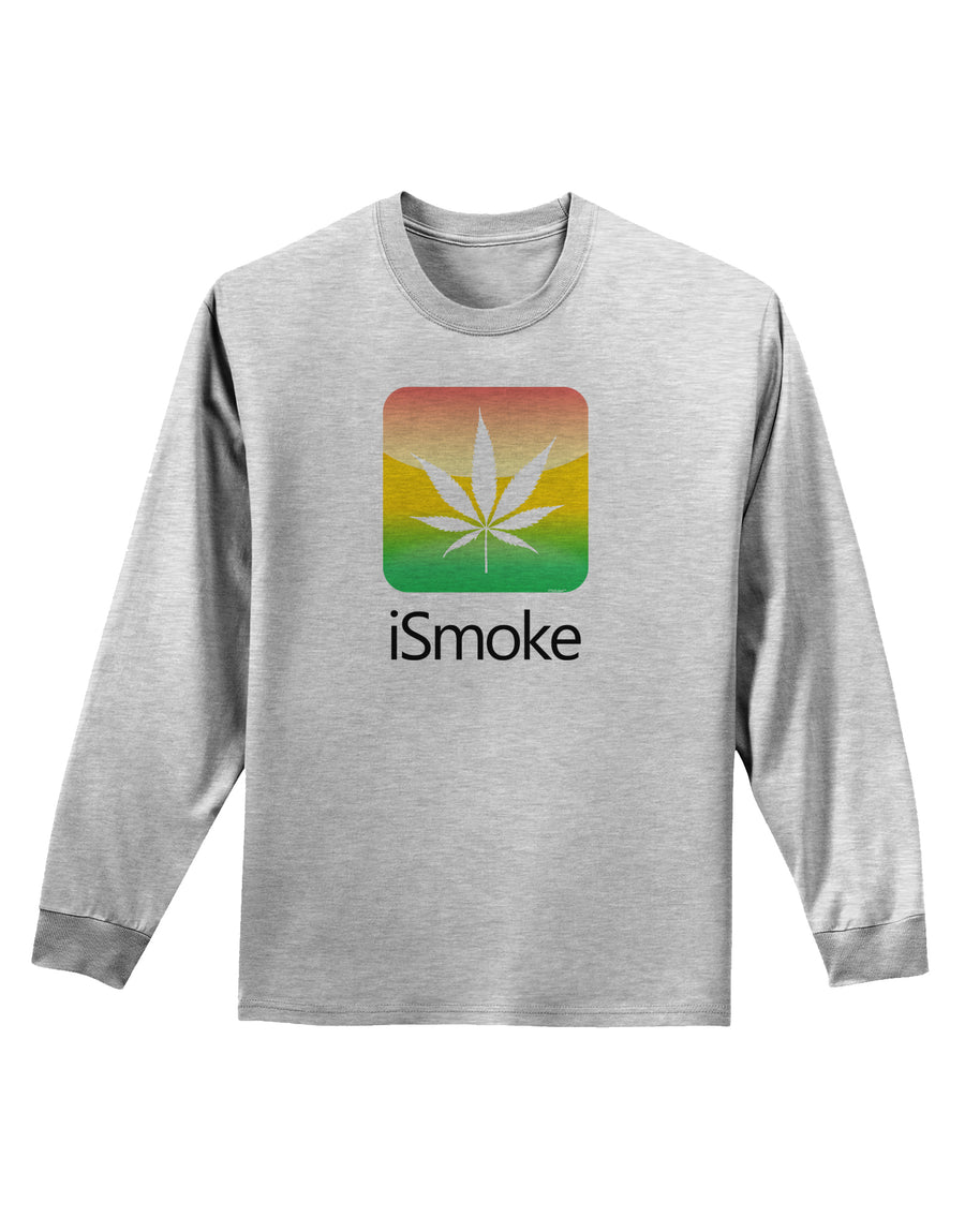 iSmoke Logo - Marijuana Leaf Adult Long Sleeve Shirt-Long Sleeve Shirt-TooLoud-White-Small-Davson Sales