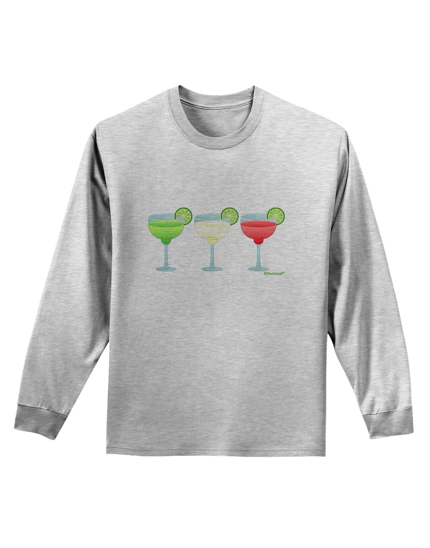 Margaritas - Mexican Flag Colors - Cinco de Mayo Adult Long Sleeve Shirt by TooLoud-Long Sleeve Shirt-TooLoud-AshGray-Small-Davson Sales