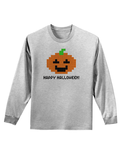 Pixel Pumpkin - Halloween Adult Long Sleeve Shirt-Long Sleeve Shirt-TooLoud-AshGray-Small-Davson Sales