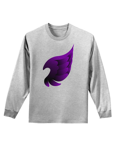 Cute Single Dark Angel Wing Black and Purple Adult Long Sleeve Shirt-Long Sleeve Shirt-TooLoud-AshGray-Small-Davson Sales