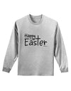 Happy Easter with Cross Adult Long Sleeve Shirt by TooLoud-Long Sleeve Shirt-TooLoud-AshGray-Small-Davson Sales