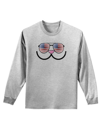 Kyu-T Face - Kawa Patriotic Sunglasses Adult Long Sleeve Shirt-Long Sleeve Shirt-TooLoud-AshGray-Small-Davson Sales