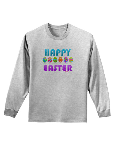 Happy Easter Decorated Eggs Adult Long Sleeve Shirt-Long Sleeve Shirt-TooLoud-AshGray-Small-Davson Sales