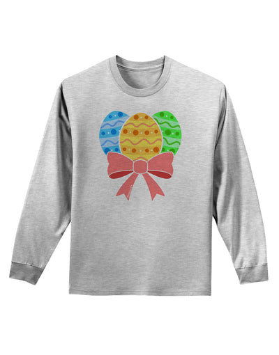 Easter Eggs With Bow Adult Long Sleeve Shirt by TooLoud-Long Sleeve Shirt-TooLoud-AshGray-Small-Davson Sales