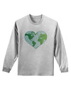 TooLoud World Globe Heart Adult Long Sleeve Shirt-Long Sleeve Shirt-TooLoud-AshGray-Small-Davson Sales