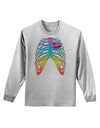 Rainbow Skeleton Ribcage with Heart Adult Long Sleeve Shirt-Long Sleeve Shirt-TooLoud-AshGray-Small-Davson Sales