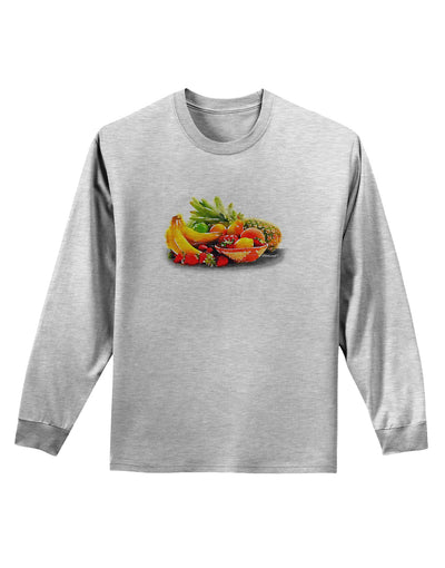 Watercolor Fruit Bowl 1 Adult Long Sleeve Shirt-Long Sleeve Shirt-TooLoud-AshGray-Small-Davson Sales