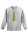 Faux Irish Flag Tie St Patricks Day Adult Long Sleeve Shirt-Long Sleeve Shirt-TooLoud-AshGray-Small-Davson Sales