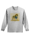 Lion Watercolor 1 Adult Long Sleeve Shirt-Long Sleeve Shirt-TooLoud-AshGray-Small-Davson Sales