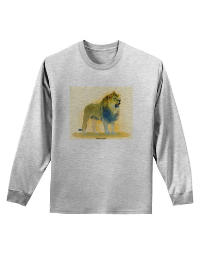 Lion Watercolor 1 Adult Long Sleeve Shirt-Long Sleeve Shirt-TooLoud-AshGray-Small-Davson Sales