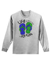 Life is Better in Flip Flops - Blue and Green Adult Long Sleeve Shirt-Long Sleeve Shirt-TooLoud-AshGray-Small-Davson Sales