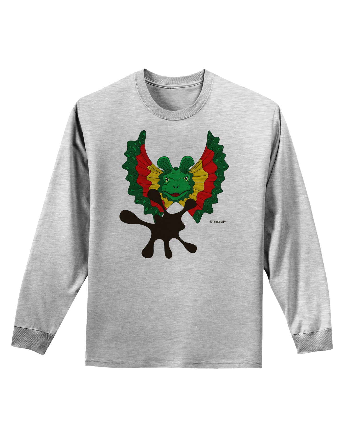 Dilophosaurus Design - Spit Adult Long Sleeve Shirt by TooLoud-Long Sleeve Shirt-TooLoud-AshGray-Small-Davson Sales