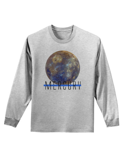 Planet Mercury Text Adult Long Sleeve Shirt-Long Sleeve Shirt-TooLoud-AshGray-Small-Davson Sales