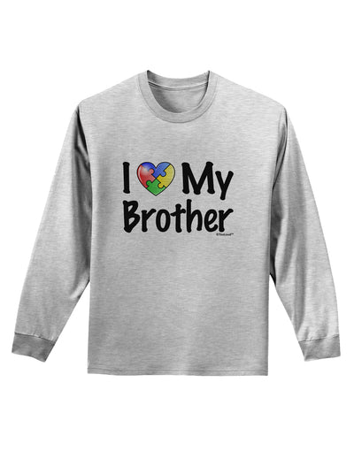 I Heart My Brother - Autism Awareness Adult Long Sleeve Shirt by TooLoud-Long Sleeve Shirt-TooLoud-AshGray-Small-Davson Sales