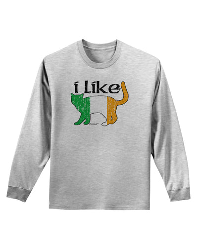 I Like Irish Cat Silhouette Adult Long Sleeve Shirt by TooLoud-Long Sleeve Shirt-TooLoud-AshGray-Small-Davson Sales