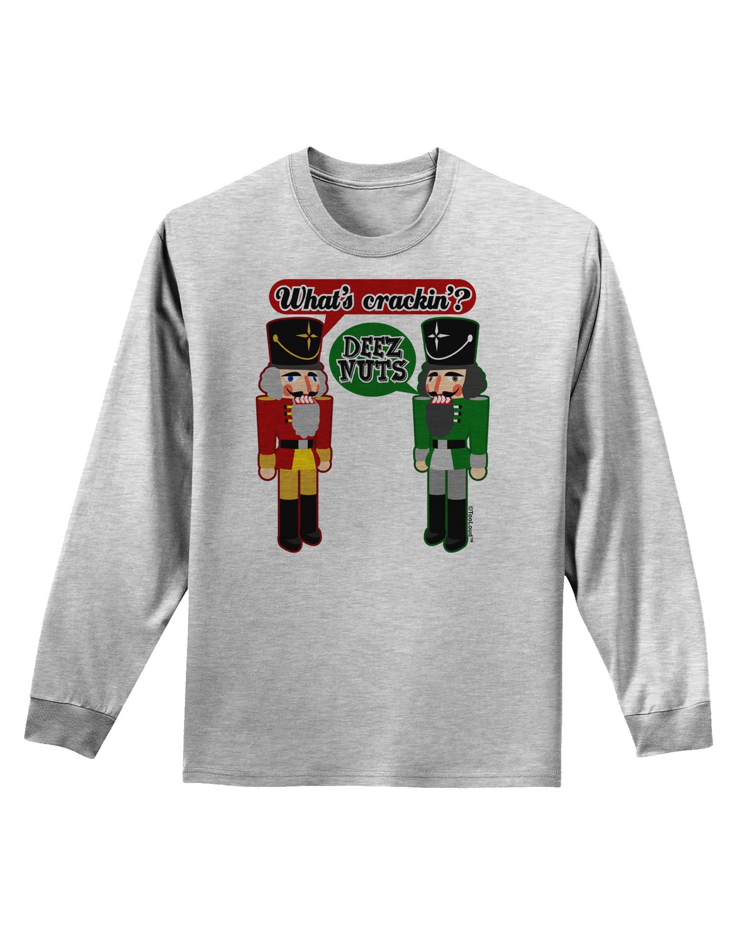 Whats Crackin - Deez Nuts Adult Long Sleeve Shirt by-Long Sleeve Shirt-TooLoud-AshGray-Small-Davson Sales