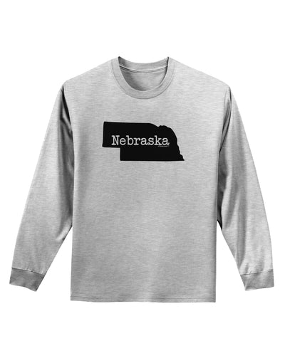 Nebraska - United States Shape Adult Long Sleeve Shirt by TooLoud-Long Sleeve Shirt-TooLoud-AshGray-Small-Davson Sales