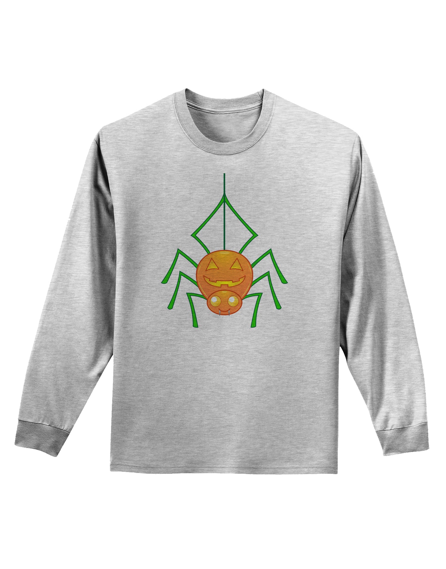 Cute Pumpkin Spider - Halloween Adult Long Sleeve Shirt-Long Sleeve Shirt-TooLoud-AshGray-Small-Davson Sales