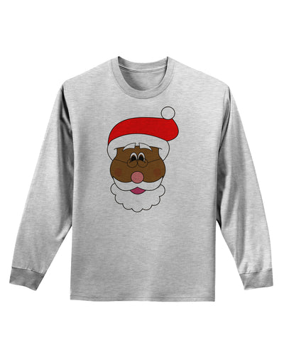 Black Santa Claus Face Christmas Adult Long Sleeve Shirt-Long Sleeve Shirt-TooLoud-AshGray-Small-Davson Sales