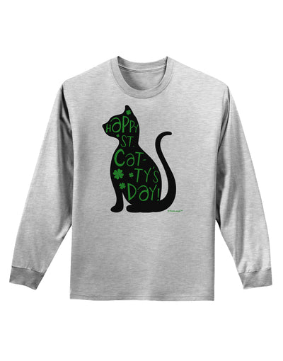 Happy St. Catty's Day - St. Patrick's Day Cat Adult Long Sleeve Shirt by TooLoud-Long Sleeve Shirt-TooLoud-AshGray-Small-Davson Sales