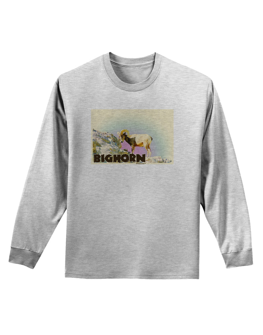 Bighorn Ram WatercolorText Adult Long Sleeve Shirt-Long Sleeve Shirt-TooLoud-White-Small-Davson Sales