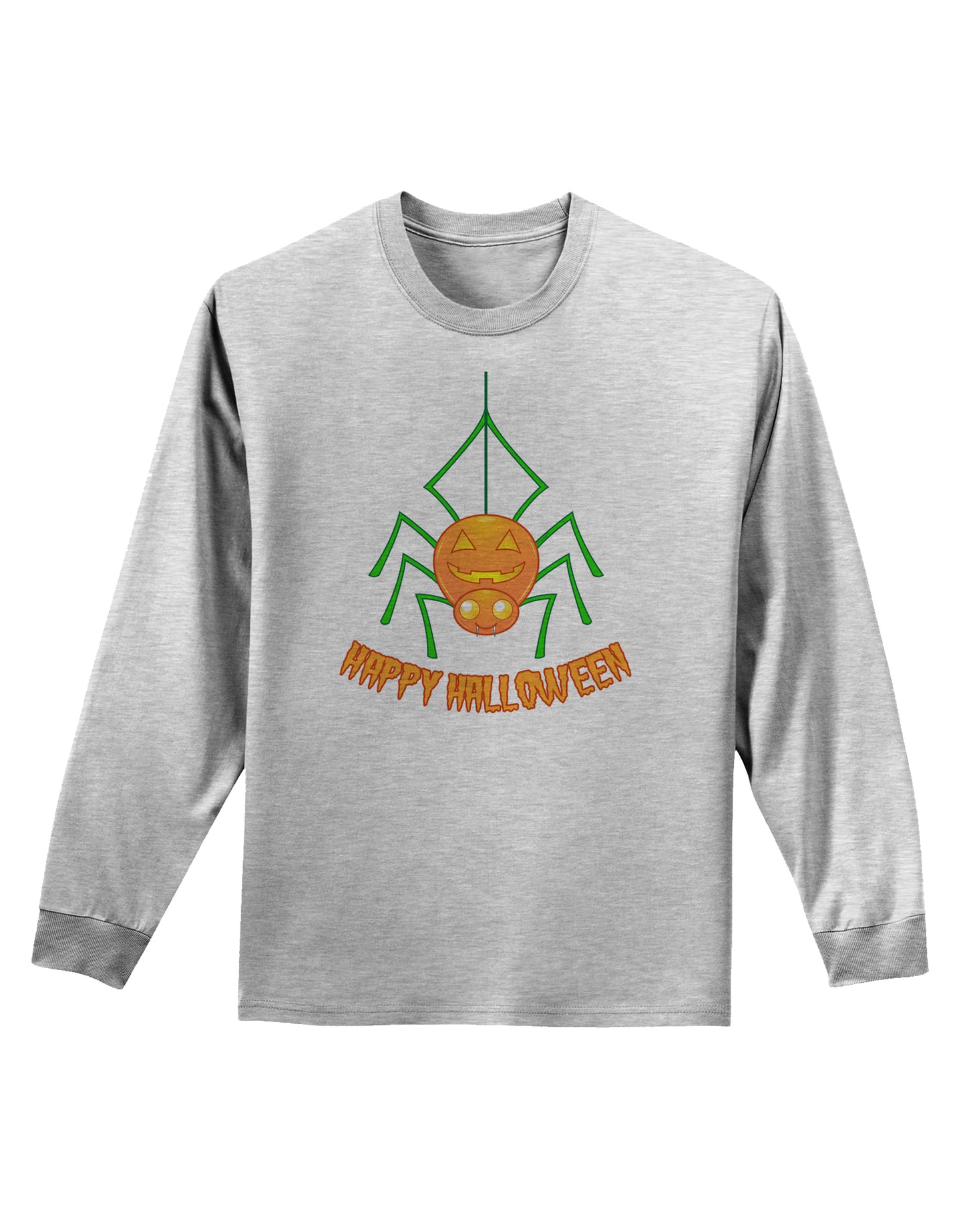 Cute Pumpkin Spider - Happy Halloween Adult Long Sleeve Shirt-Long Sleeve Shirt-TooLoud-AshGray-Small-Davson Sales